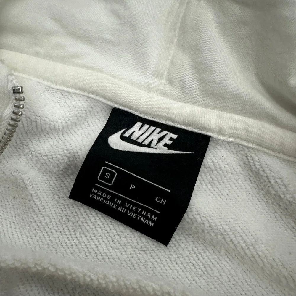 Nike Womens Quarter Zip Cropped Hoodie White Yellow Colorblock Small